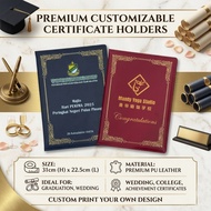 A4 Certificate Holder / Fail Sijil PU / Graduation & Award / Wedding / 1 Side Insert / Custom Logo /