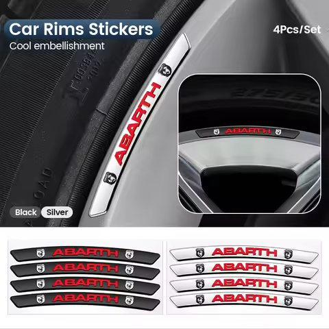 4Pcs Car Styling Wheel Rim Aluminum Logo Sticker Wheel Hub Decals For Fiat Abarth 500 124 125 595 Pu