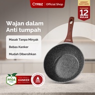 Cypruz Grey Marble Fry Wok / Wajan Penggorengan Anti Lengket