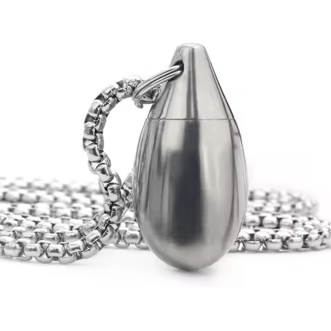 Titanium Pill Box Necklace,Unisex,Waterproof Pill Box,Emergency Aspirin Pill Box,With Chain and Mini