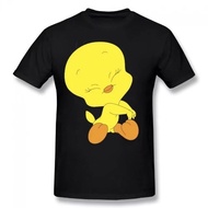 Looney Tweety Bird Pattern Print Men 100% Cotton Round Neck Short Sleeve T-Shirt Tops