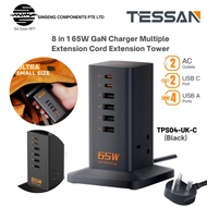 TESSAN 65W GaN Charger Multiple Extension Cord Extension Tower with USB-A x4 + USB Type-C x2 Chargin