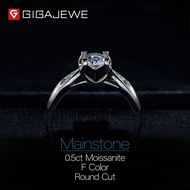 GIGAJEWE Moissanite Ring 0.5ct VVS1 Round Cut F Color Lab Diamond 925 Silver Jewelry Love Token Woman Girlfriend Courtship Gift