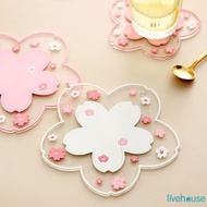 Ready 1pc Japanese Sakura Insulation Table Mat Home Office Non-slip Tea Cup Milk Cup Coffee Cup Coas