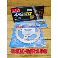 SUZUKI GSX-S150 GSX-R150 RKM SPROCKET SET RANTAI RK 428 KLO ORING GOLD CHAIN O-RING SPROCKET KIT GEAR SET GSX S150 R150