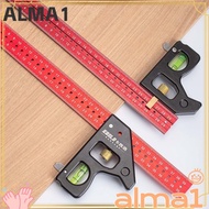 ALMA Combination Right Angle Ruler, Adjustable with Bubble Level Gauge, Multifunction Movable Measur