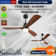 GEERLI 42/52/60 Inci Kipas Siling Lampu Ruang Tamu Kayu Padu Kipas Bilah Senyap DC Motor 3 Color Lig