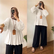 [KL Ready Stock] Arina Blouse Peplum Airflow Crinkle