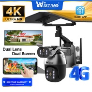 Wistino HD 8MP 4K 4X digital zoom sim card cctv solar power cctv camera system wireless Night vision full color outdoor solar camera