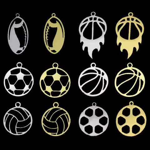 3pcs Stainless Steel Sport Rugby Basketball Football Pendant Charms for Jewelry Making DIY Craft Ear