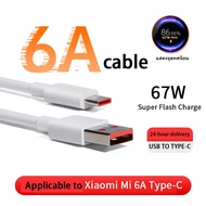 67W Turbo Type-C Fast Charger with 6A USB Cable for Xiaomi Redmi POCO