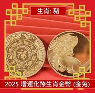 OTHER - (金兔) 2025年 生肖虎犯太歲化解護身鍍金幣 增運化煞生肖金幣