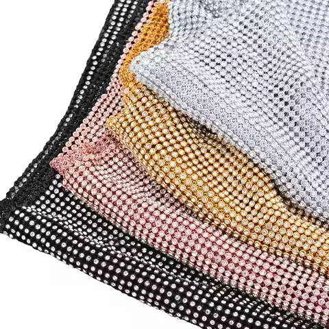 AB Crystal Mesh Fabric for Clothes, Handbag Rhinestone, AA Grade