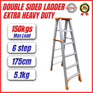EXTRA HEAVY DUTY 6 Step (150kgs Max Load) Double Sided Aluminium Ladder (Exploit) /Tangga Heavy Duty