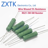 CHIP IC 5PCS RX21 5W 6W Wire Wound Resistance 5% 0.05-820 ohm 0.1R 0.82R 1R 1.5R 3.3R 12R 22R 33R 47