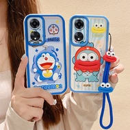 Luxury Cute Cartoon Doraemon Frog Loopy with Hand Strap Oppo A1 5G Oppo A98 5G Oppo F23 5G Phone Cas