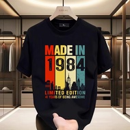 2025 New Style 1984 41th Birthday Gift Pure Cotton Black and White HD Street Punk Japanese and Korea