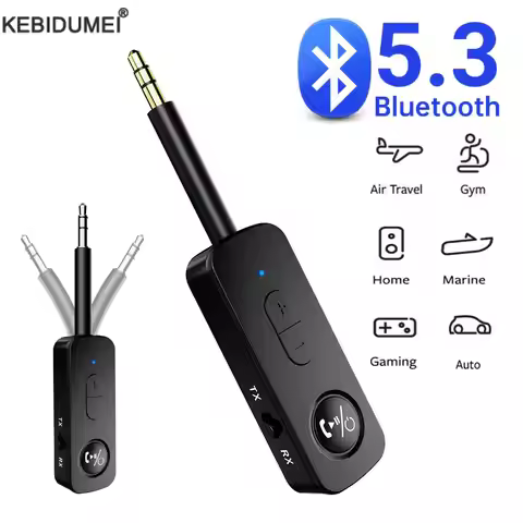 Bluetooth 5.3 Audio Receiver Transmitter 3.5MM AUX Hifi Stereo Music Wireless Adapter With Mic For C
