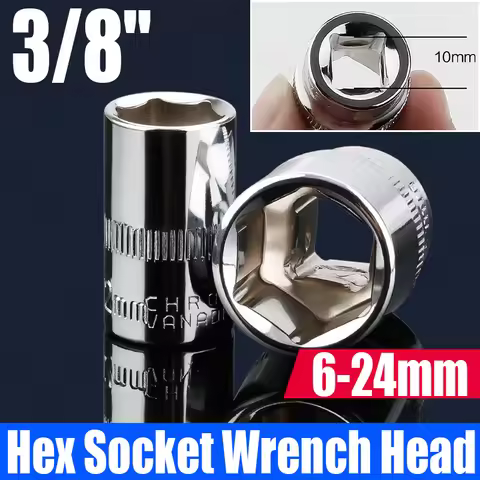 1PCS 3/8" Ratchet Socket 6-24mm Hex Socket Wrench Head Socket Adapter Socket Driver For Ratchet Wren