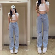 ROSE JEANS - Unfinished Korean Style Ripped Baggy Jeans XS - XXL