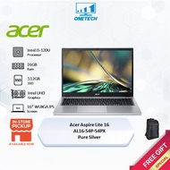 Acer Aspire Lite16 AL16-54P-54PX Notebook - Pure Silver (I5-120U/16Gb D5/512GB Nvme/1.55Kg/H&S/M365)