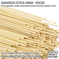Bamboo Stick Round Solid Wood 4mm 50cm - Bamboo Wood Stick Round Solid 4 mm 50 cm