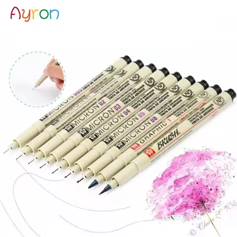 7/9/11Pcs Black Sakura Pigma Micron Pen Waterproof Hand-Drawn Design Sketch Needle Pen Fineline Pen 