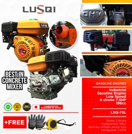 LUSQI Industrial Gasoline Engine Low Speed 7.5HP 4-Stroke LSQ-75L Best in Concrete Mixer Carb Design