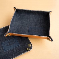 デニムトレイ 正方形 【 BIG JOHN × かもめ 】 デニム 革 レザー トレイ インテリア 雑貨 HC05K