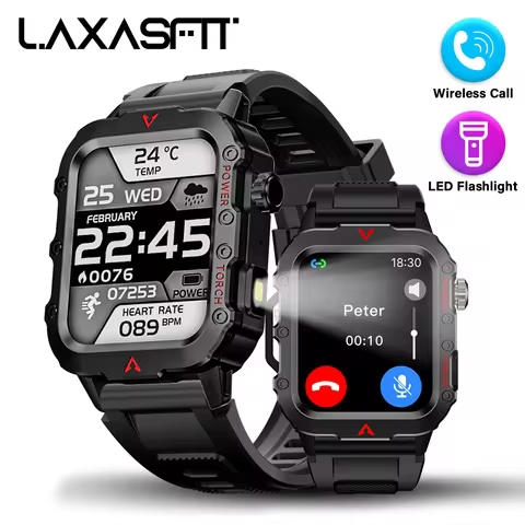 LAXASFIT Men Sports Smart Watch 1.71 Screen Blood Oxygen Bluetooth Talking Watch Multi Sport LED Fla