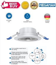 (MEGAMAN) [7W] LED Eyeball Casing/Spotlight Casing (Sirim Approved) (Round - White Body) (Cut 0ut Size-70mm) (German Brand)