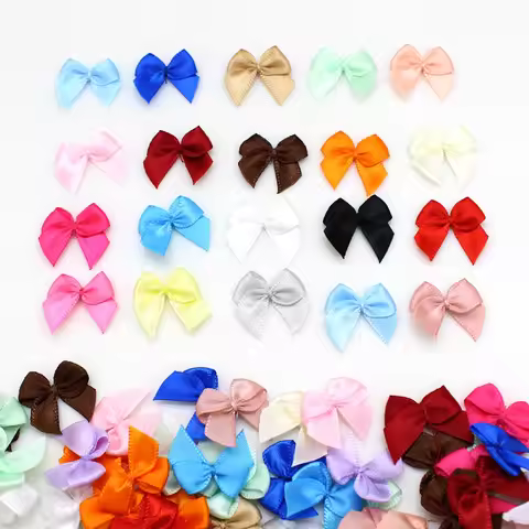 50-200 Pcs 2.5*2.5cm Colourful Ribbon Bows Small Size Polyester Satin Ribbon Bow Flower DIY Craft De
