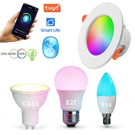 TUYA Bluetooth Light E27 E14 GU10 5W 9W 15W Smart Bulb Smart Life Lamp RGB Light Group Control