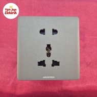 V20-C06-BW Universal 1 Gang Switch Elegante Brown Architech Socket