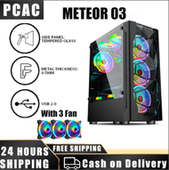 【INPLAY PC CASE WITH FAN】 Meteor 01 Mid Tower Gaming Case Black Tempered Glass Cheapest Gaming Case 