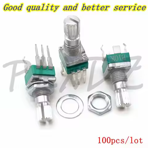 100PCS Vertical single R097 RK097 precision potentiometer with bracket, handle 15mm, no gear, 3 feet