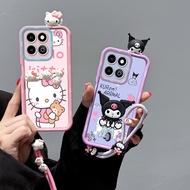 For Honor X7C Casing Luxury Silicone Shockproof Hand Rope For HonorX7C ALT-LX2 Phone Case 3D Stereo 