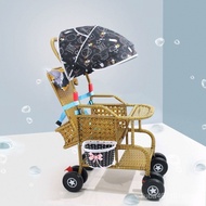 Baby Carriage Sitting Lying Baby Rattan Chair Stroller Foldable Baby Bamboo Trolley Travel Bamboo Woven Hair Generation