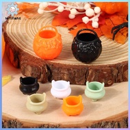 LEFT 2pcs Halloween Mini Cauldron Miniature Mini Halloween Candy Buet Pot Witch Cauldron GHT