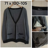 FRJ JEANS Cardigan Grey Black Trim V Neck Size M Men Women Unisex Sweater C201