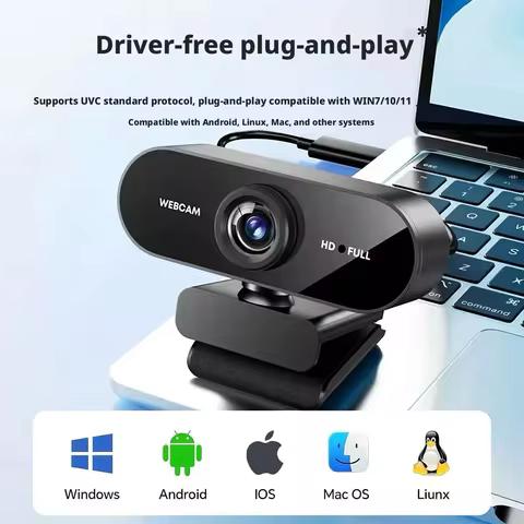 Full HD 1080P Webcam USB Plug Play Web Camera Built-in Microphone Rotatable Clip On Computer Camera 