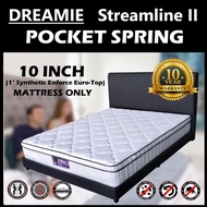 Dreamie ST II Pocket Spring with (1" Synthetic Enforce Euro-Top) 10" Mattress Only / King, Queen, S.