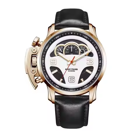 men sport wrist watch,mens chronograph watches Reef Tiger man fashion waterproof quartz wristwatch l