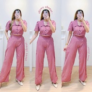E VALIR TERNO TOP PANTS SET COORDS COORDINATES BUTTONDOWN WITH POCKET BKK OFFICE WOMAN WOMEN