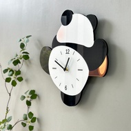 【In stock】Swinging Panda Wall Clock Silent, cartoon-designed, ideal for living rooms, kids' rooms, b