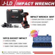 COD JLD 88V mesin bor impact baterai 350N.M bor Baterai 13mm Impact Wrench brushless impact jld tool 88v original bor baterai cas komplit bolak balik.Untuk melepas dan memasang baut ban Baut mesin CVT Baut perancah Dapat Digunakan Pada Kayu/Beton/tembok/