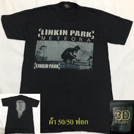 เสื้อยืดโอเวอร์ไซส์เสื้อยืดคอกลมเสื้อยืดแขนสั้น วง Linkin Park ผ้าบาง50/50 ตะเข็บเดี่ยวบนล่าง ฟอกสีเฟดให้ดูเหมือนเสื้อวินเทจS-4XLรองรับการปรับแต่ง