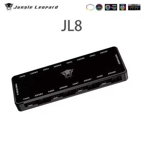 ARGB PWM 8 Port Fan Hub 2-in-1 Magnetic Backplane Splitter (5V3PIN) Jungle Leopard JL8