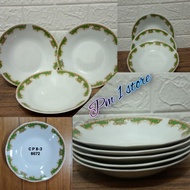 PIRING ELEGAN !!!1 Lusin Piring Keramik Mahkota Hijau,Merah dan Coklat/ Piring Makan Keramik 20,5 cm