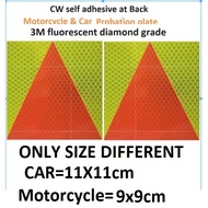 Probation plate, p plate (3M fluorescent diamond grade reflective self adhesive sheet) car Motorbike